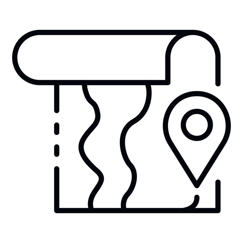 Pin hiking map location icon, outline style vector