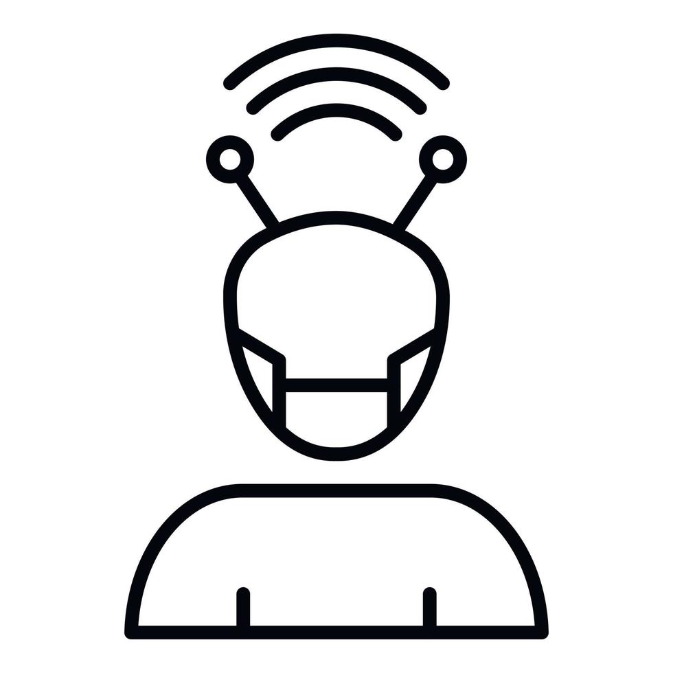 Cyborg icon, outline style vector