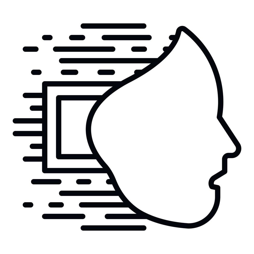 Humanoid face icon, outline style vector