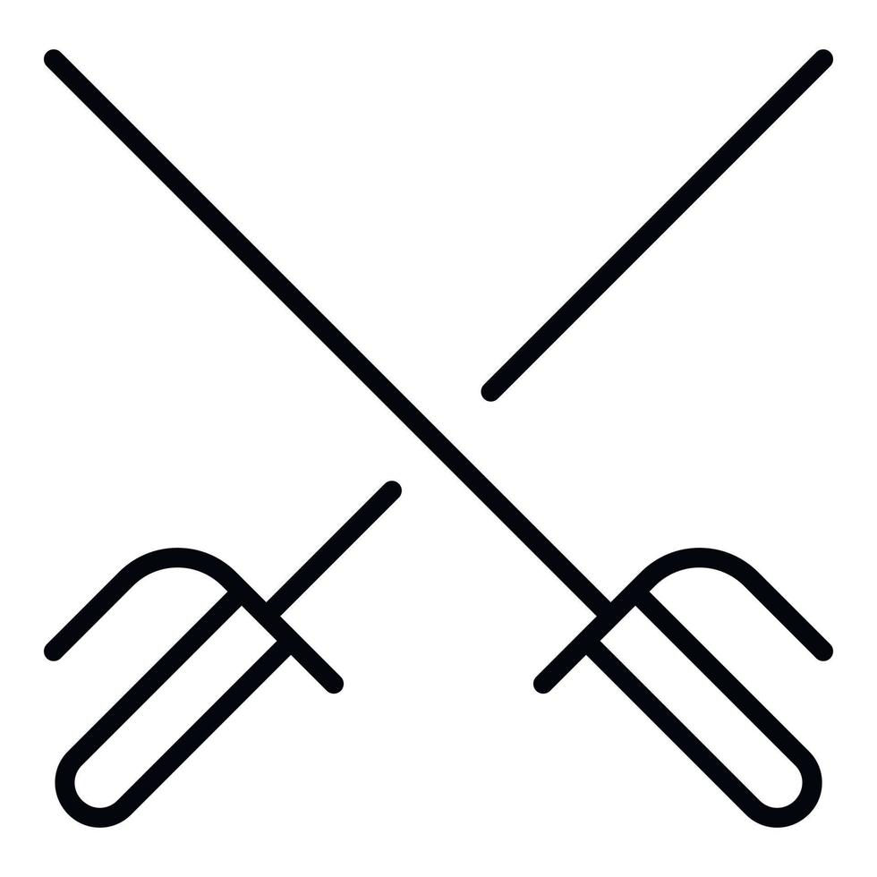 Crossed fencing sword icon, outline style vector