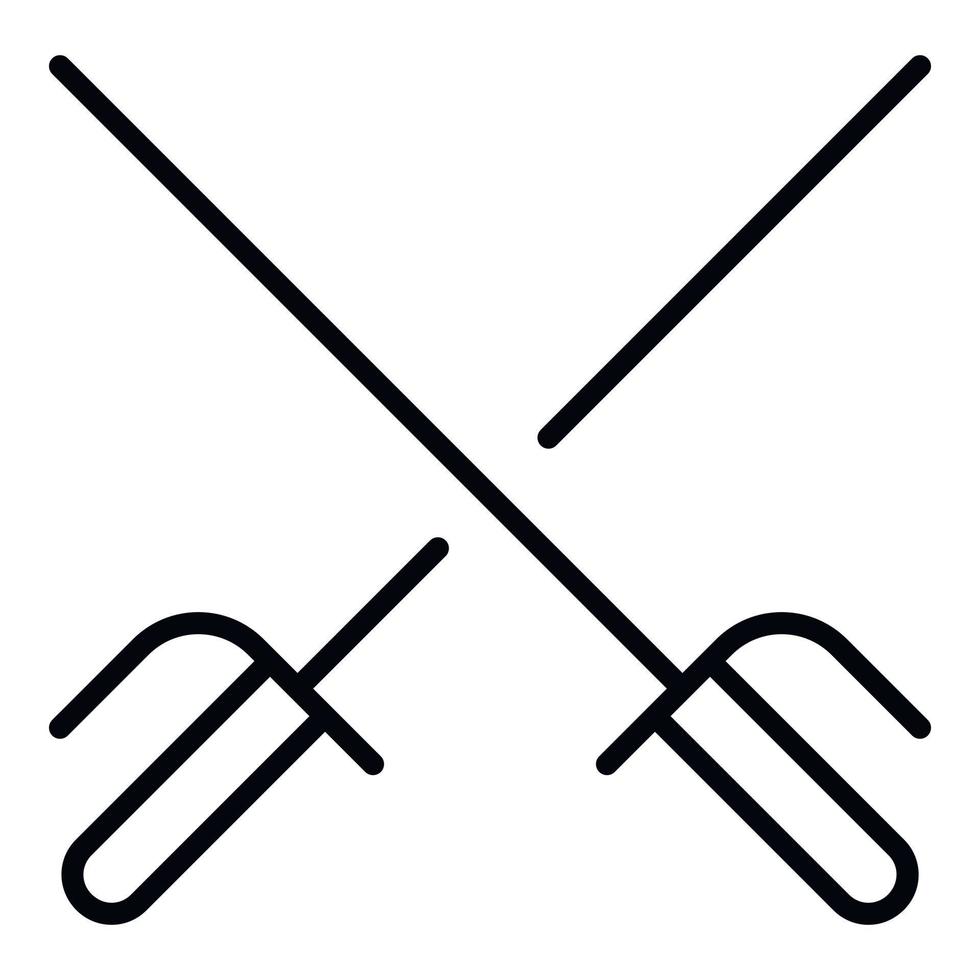 Crossed fencing sword icon, outline style vector