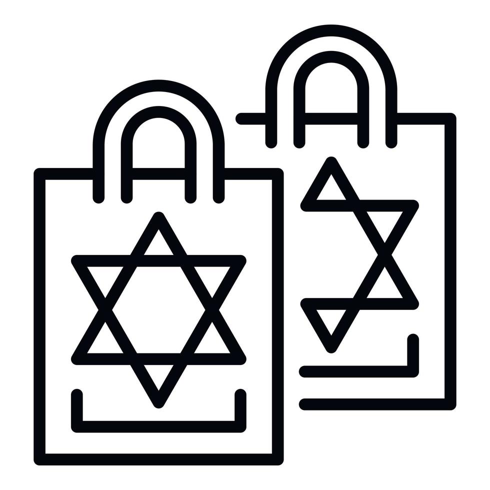 icono de paquete judío, estilo de esquema vector