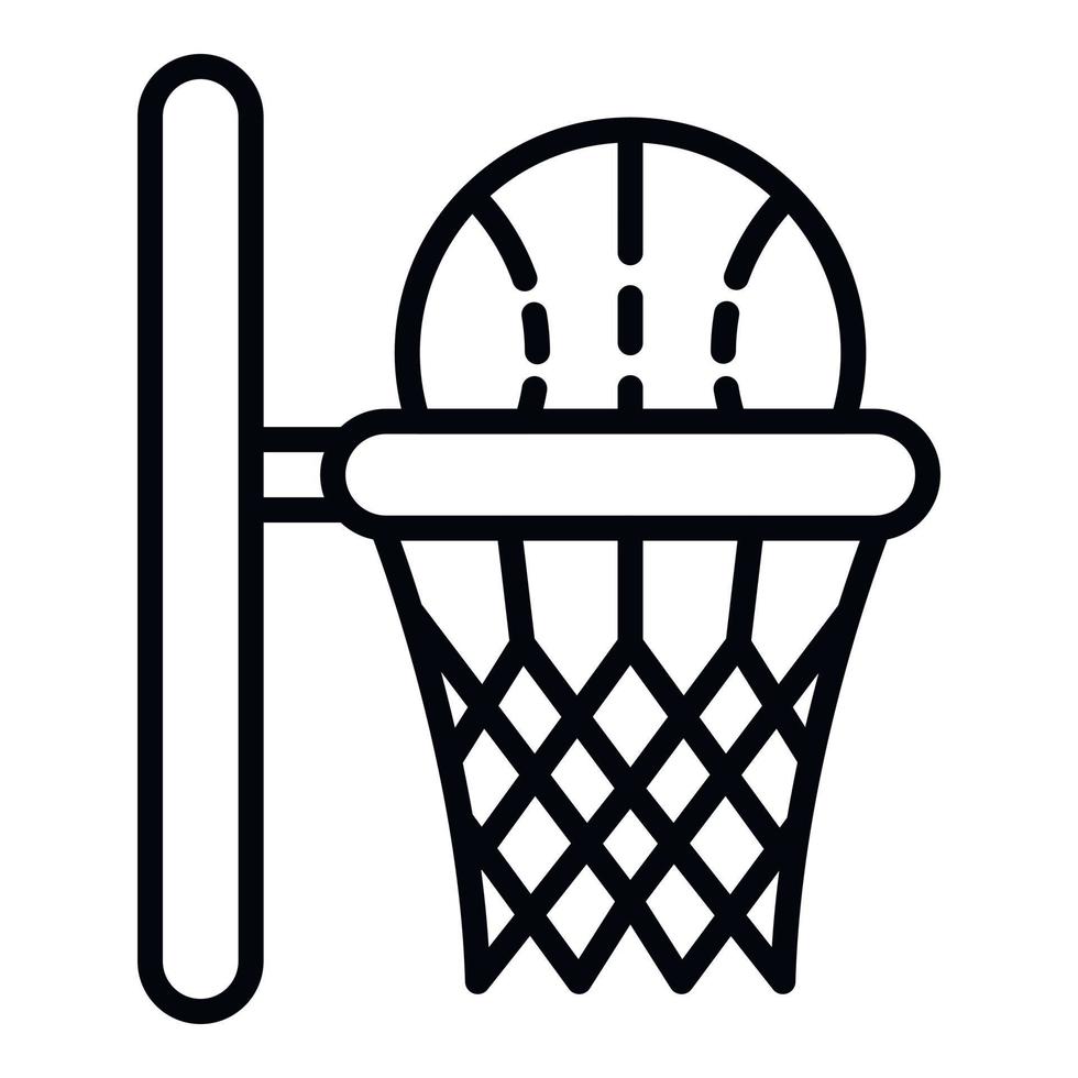 Ball in basket icon, outline style vector