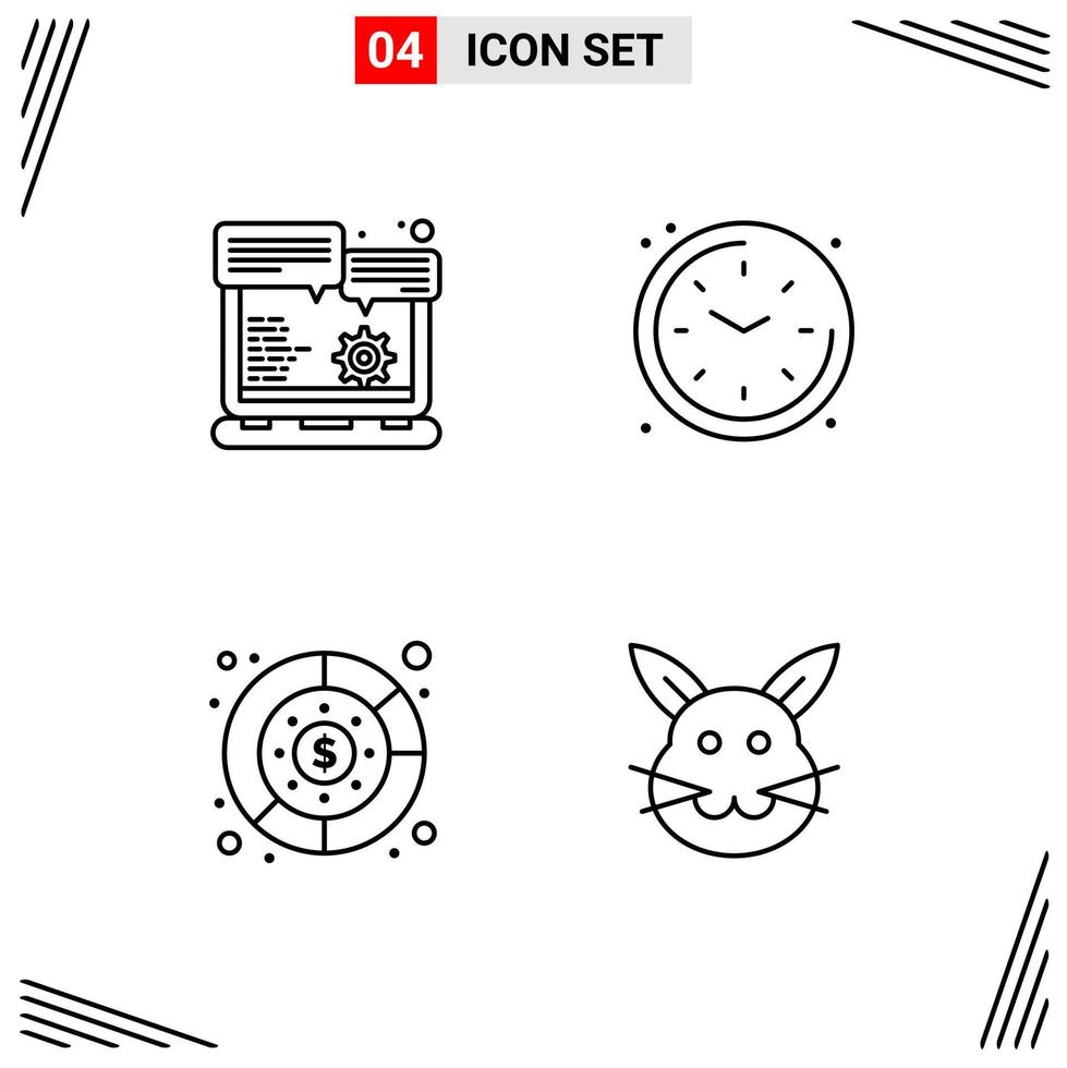4 Icons Line Style Grid Based Creative Outline Symbols for Website Design Simple Line Icon Signs Isolated on White Background 4 Icon Set vector