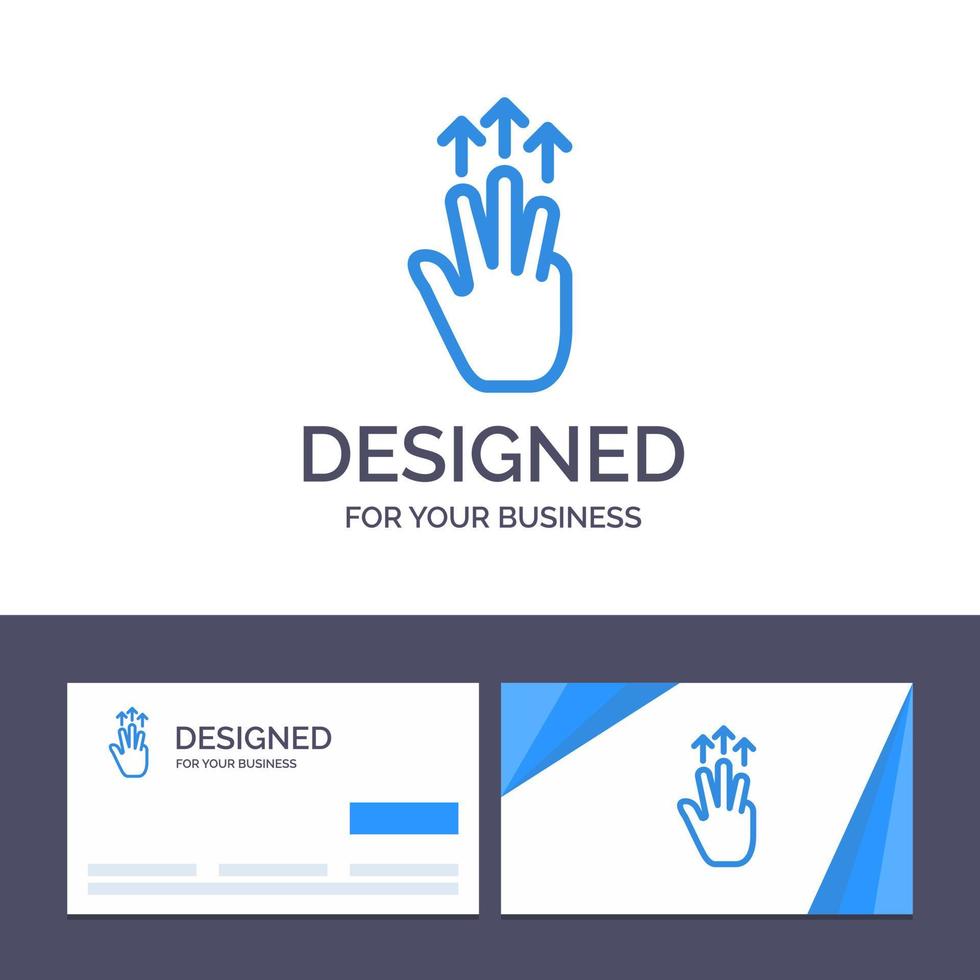tarjeta de visita creativa y gestos de plantilla de logotipo mano móvil tres dedos toque ilustración vectorial vector