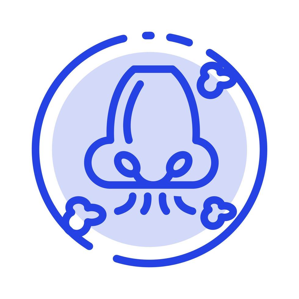 Air Breathe Health Nose Pollution Blue Dotted Line Line Icon vector