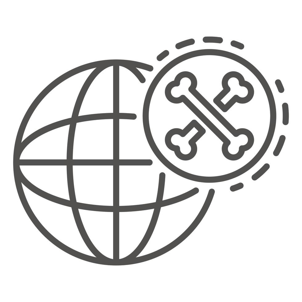 Global bones atack icon, outline style vector