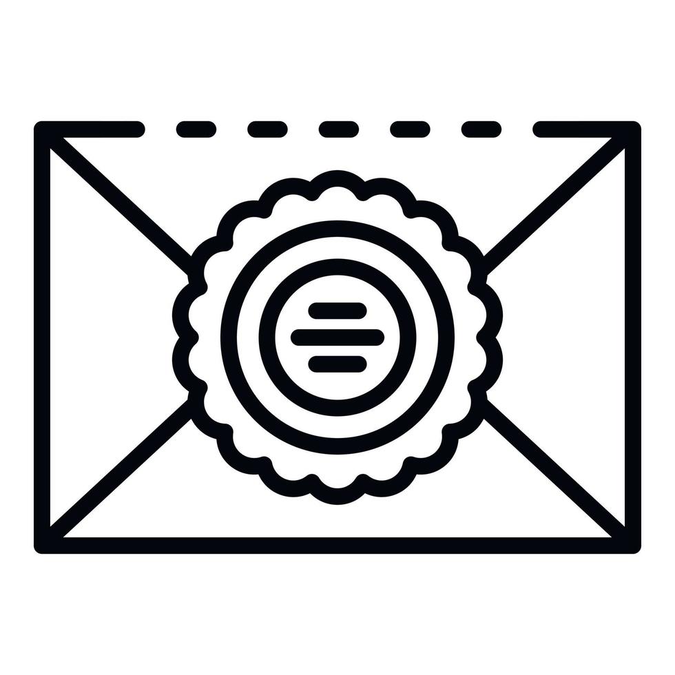 Envelope sealing wax icon, outline style vector