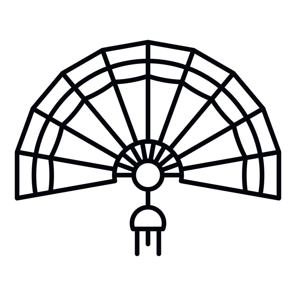 icono de ventilador de mano de moda, estilo de esquema vector