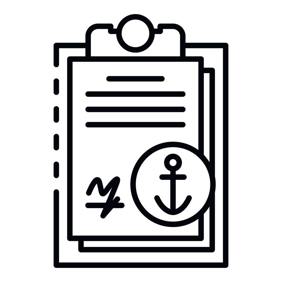 Marine port clipboard icon, outline style vector