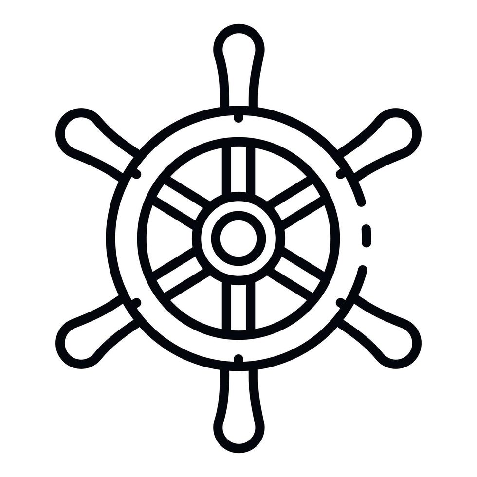 Ship steering wheel icon, outline style vector