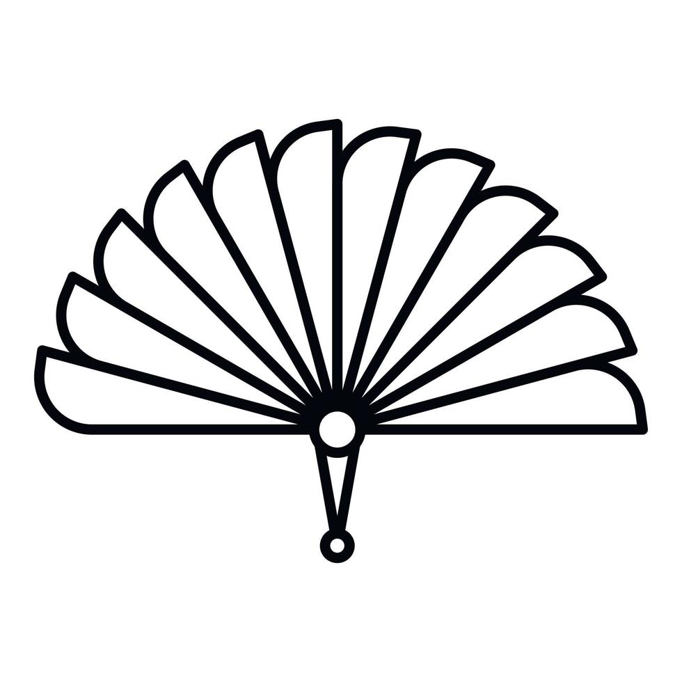 icono de ventilador de mano asiático, estilo de esquema vector