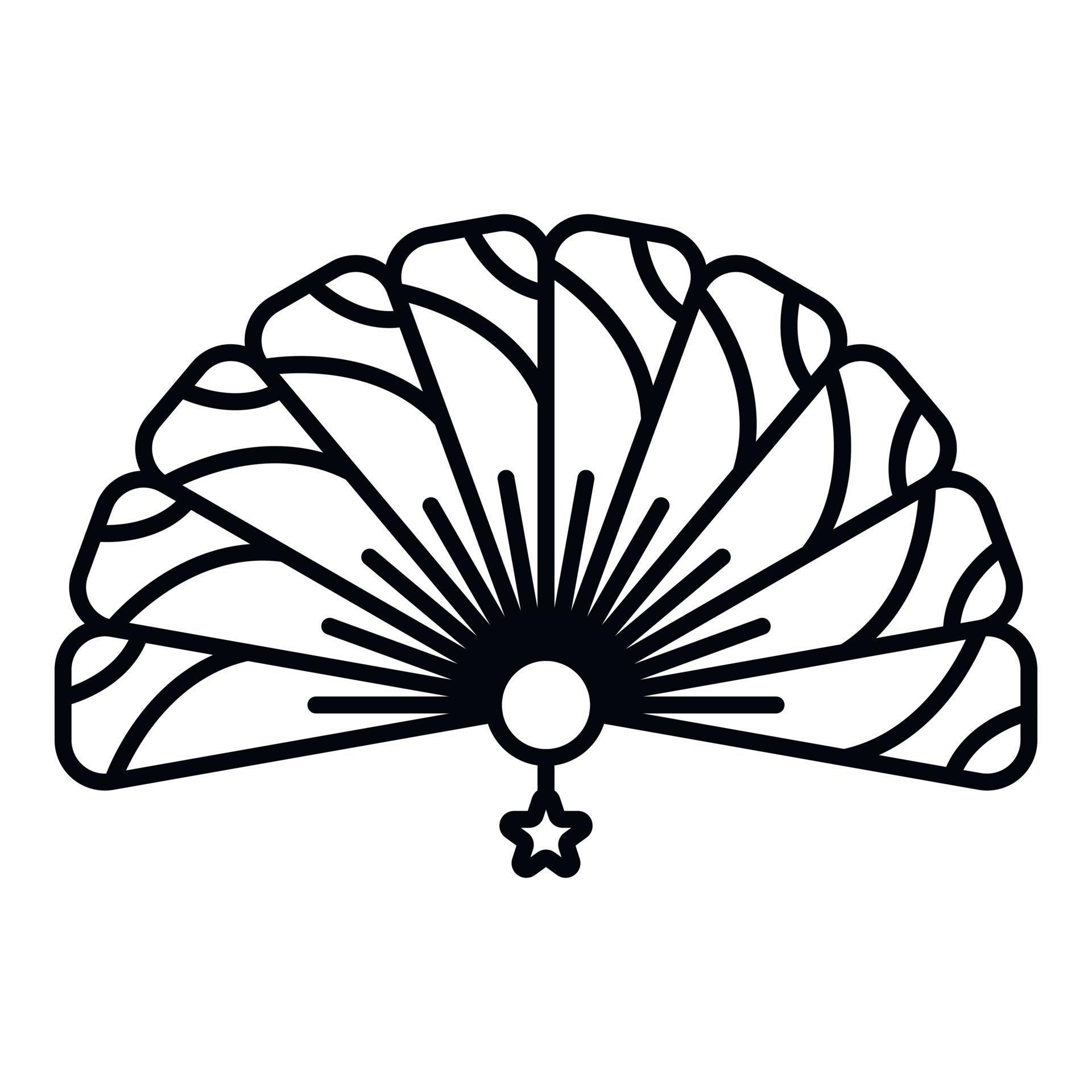 Traditional handheld fan icon, outline style 15181461 Vector Art at
