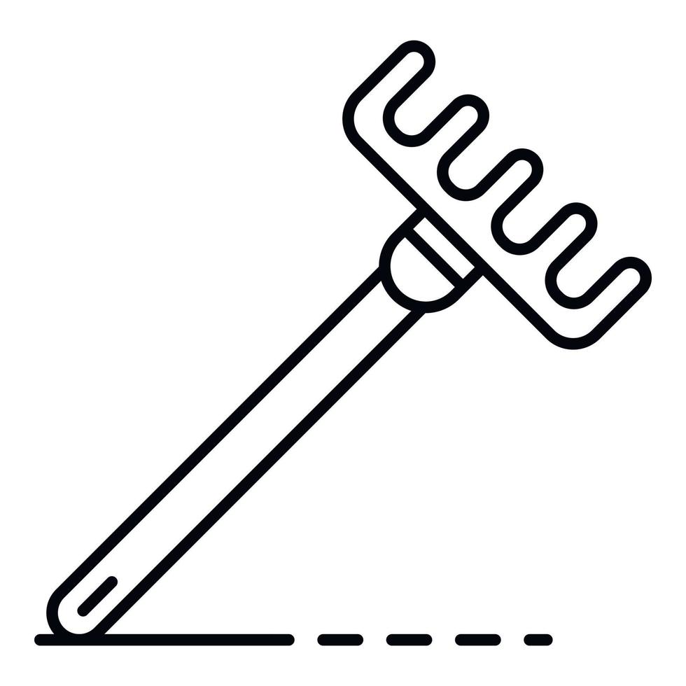 Garden rake icon, outline style vector