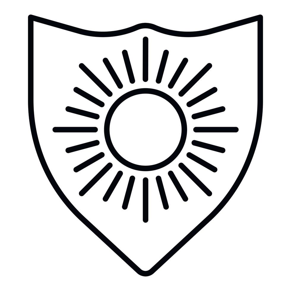 Sun protect shield icon, outline style vector