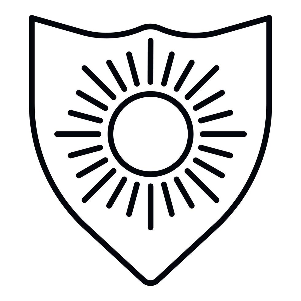 Sun protect shield icon, outline style vector