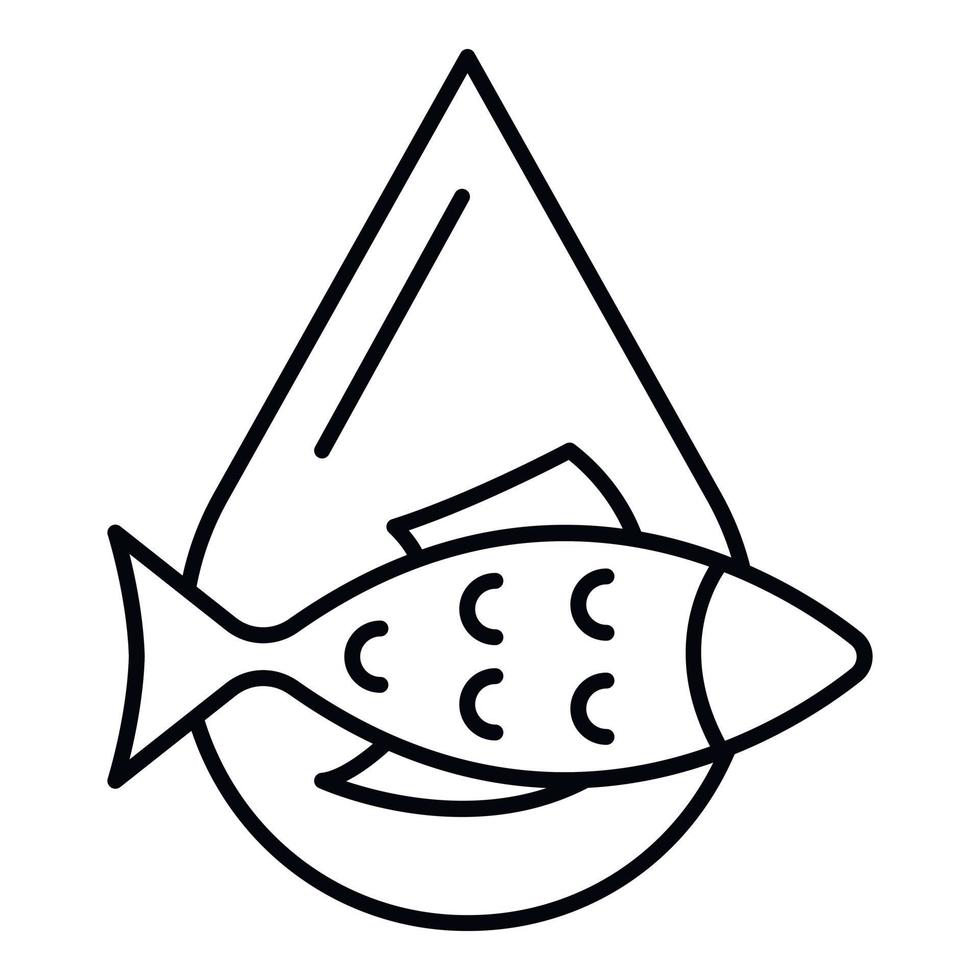 Fish oil drop icon, outline style vector