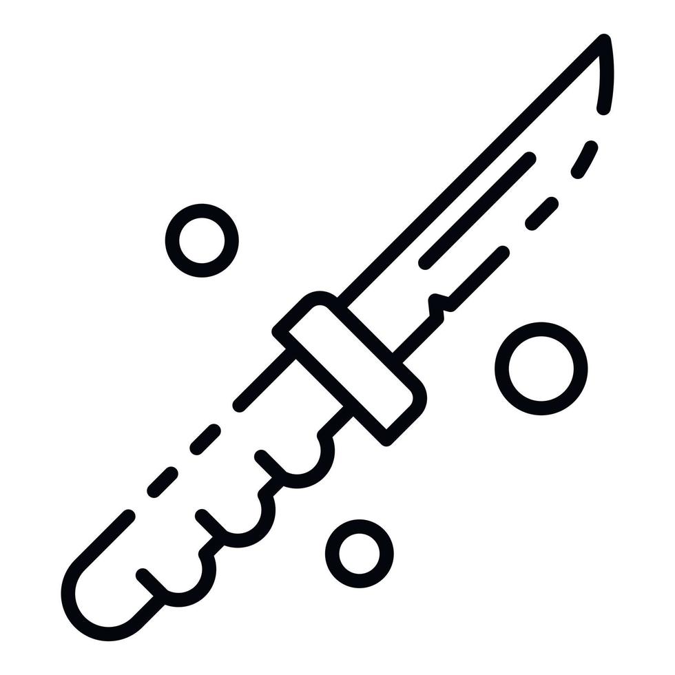 icono de cuchillo de buceo, estilo de esquema vector