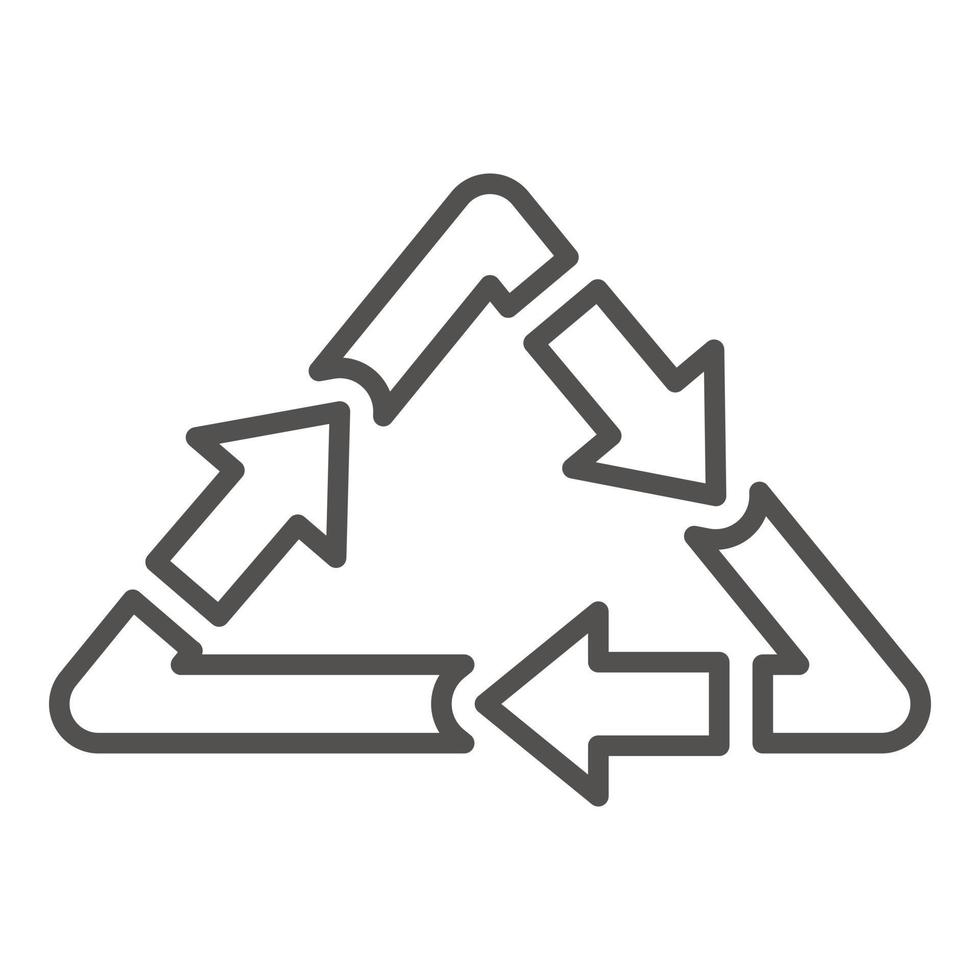 Triangular recycle arrow icon, outline style vector