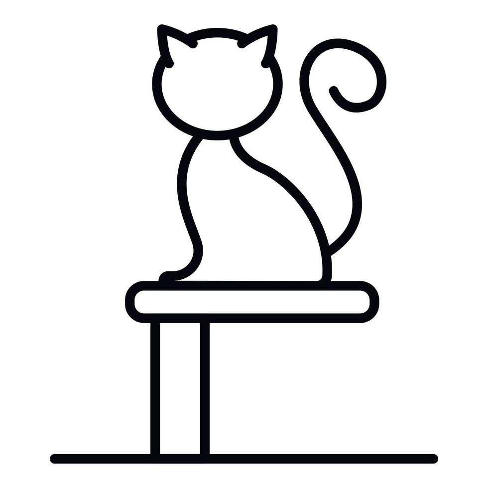 icono de gato en el soporte, estilo de contorno vector