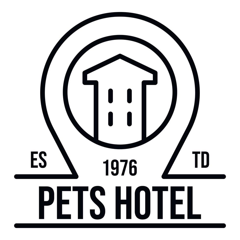 logotipo del hotel de mascotas de la ciudad, estilo de esquema vector