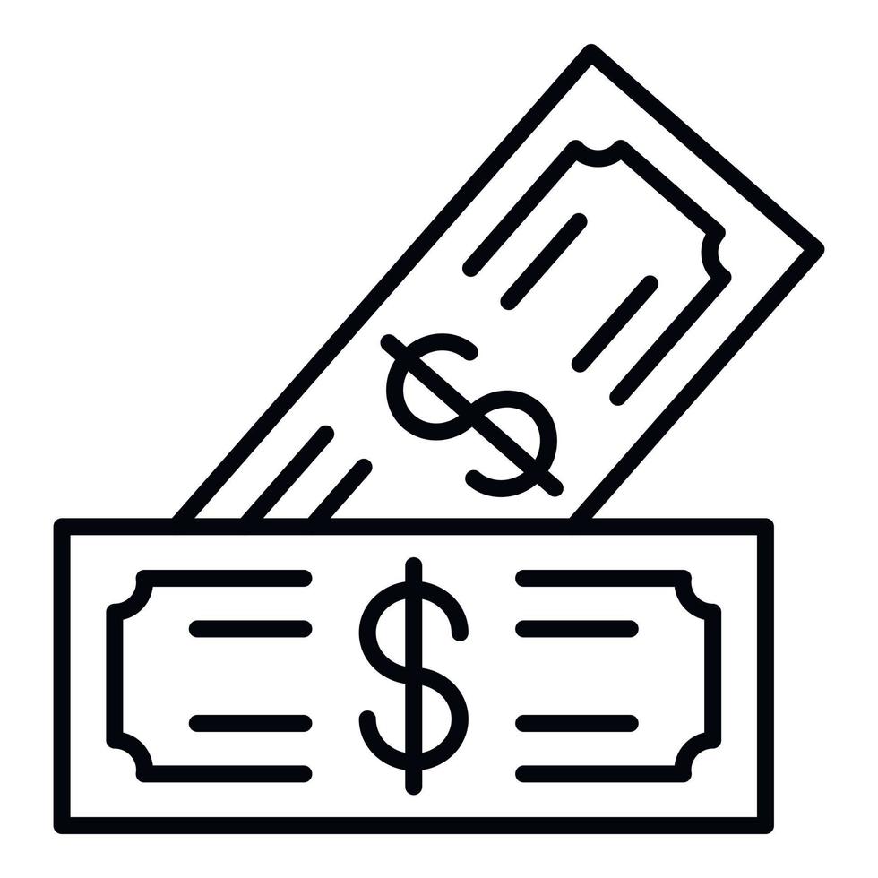 Dollar cash icon, outline style vector