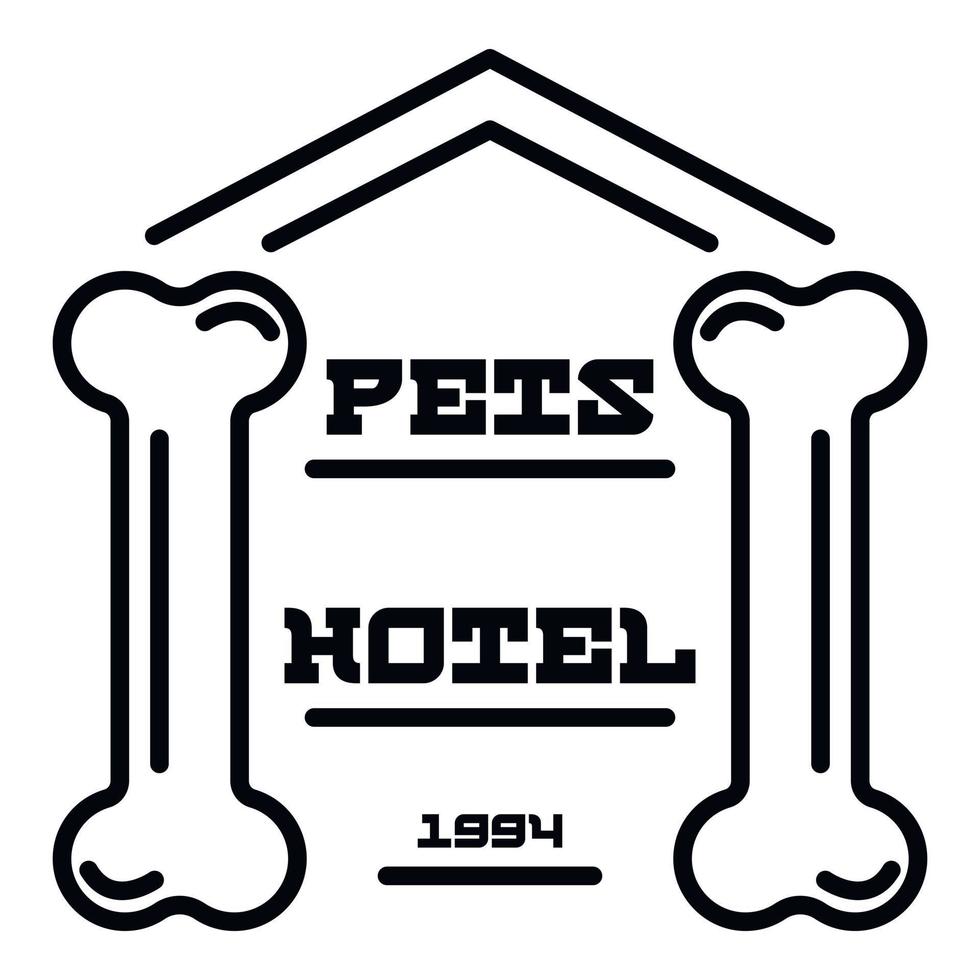 logotipo del hotel para perros de mascotas, estilo de esquema vector