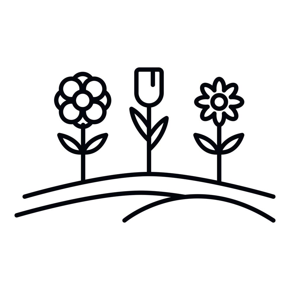 icono de jardín de flores de pensión, estilo de esquema vector