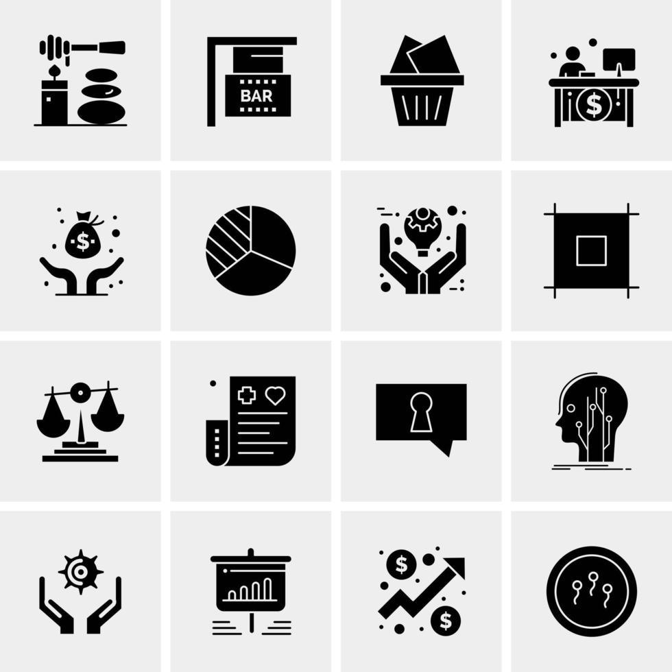 16 iconos de negocios universales vector ilustración de icono creativo para usar en proyectos relacionados con la web y dispositivos móviles