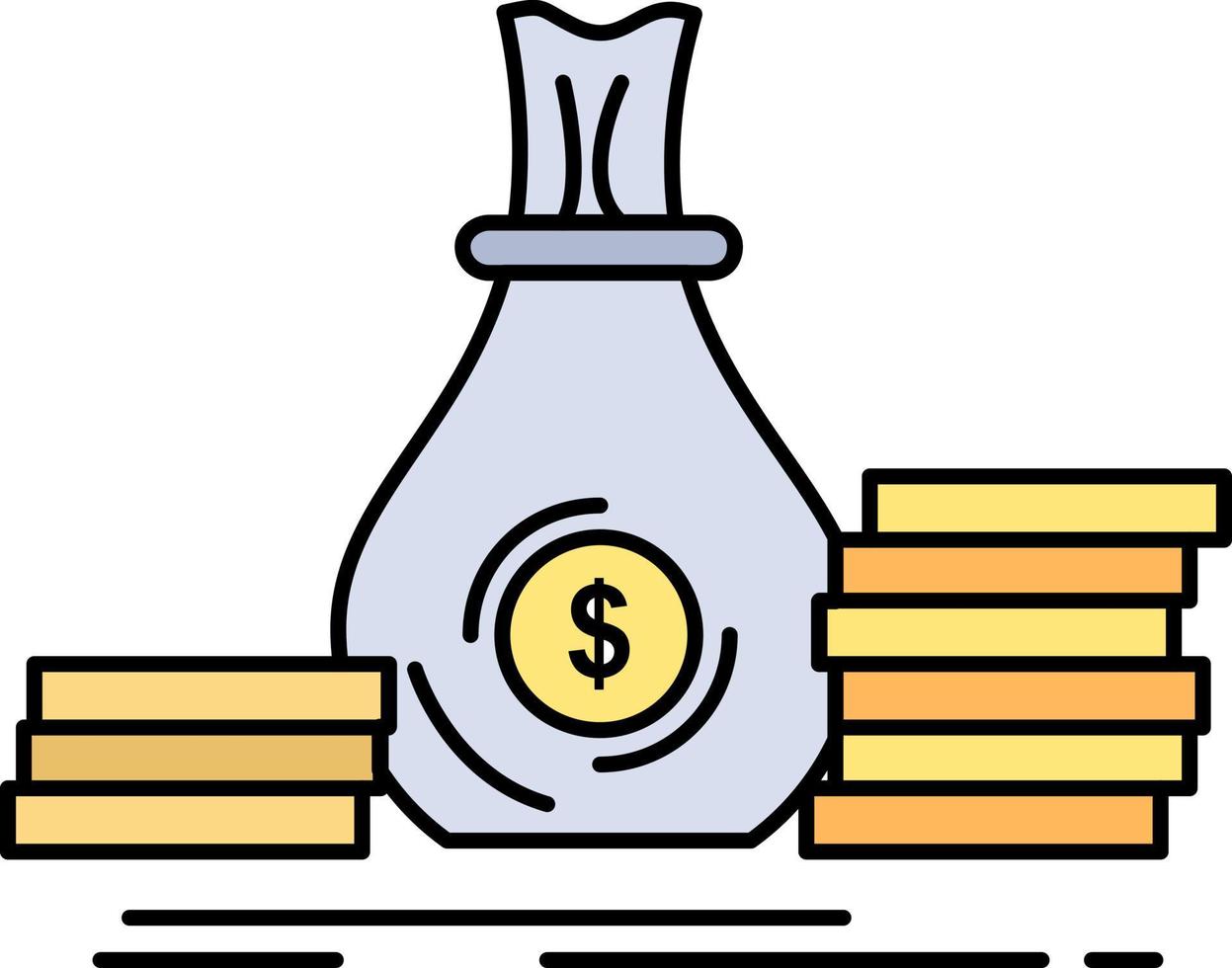 vector de icono de color plano de dinero de préstamo de inversión de bolsa de acumulación