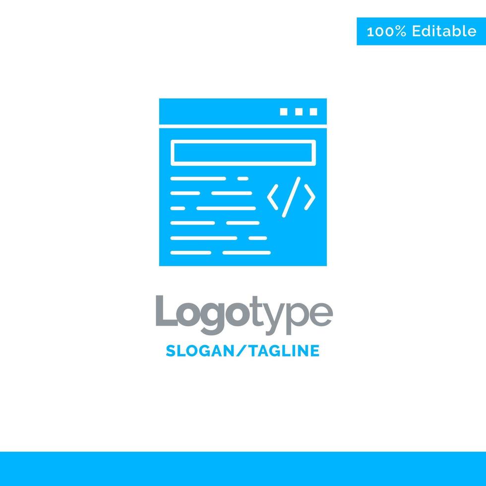 Web Design Text Blue Solid Logo Template Place for Tagline vector