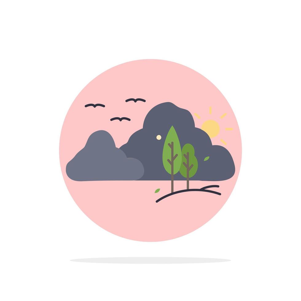 mountain landscape hill nature tree Flat Color Icon Vector