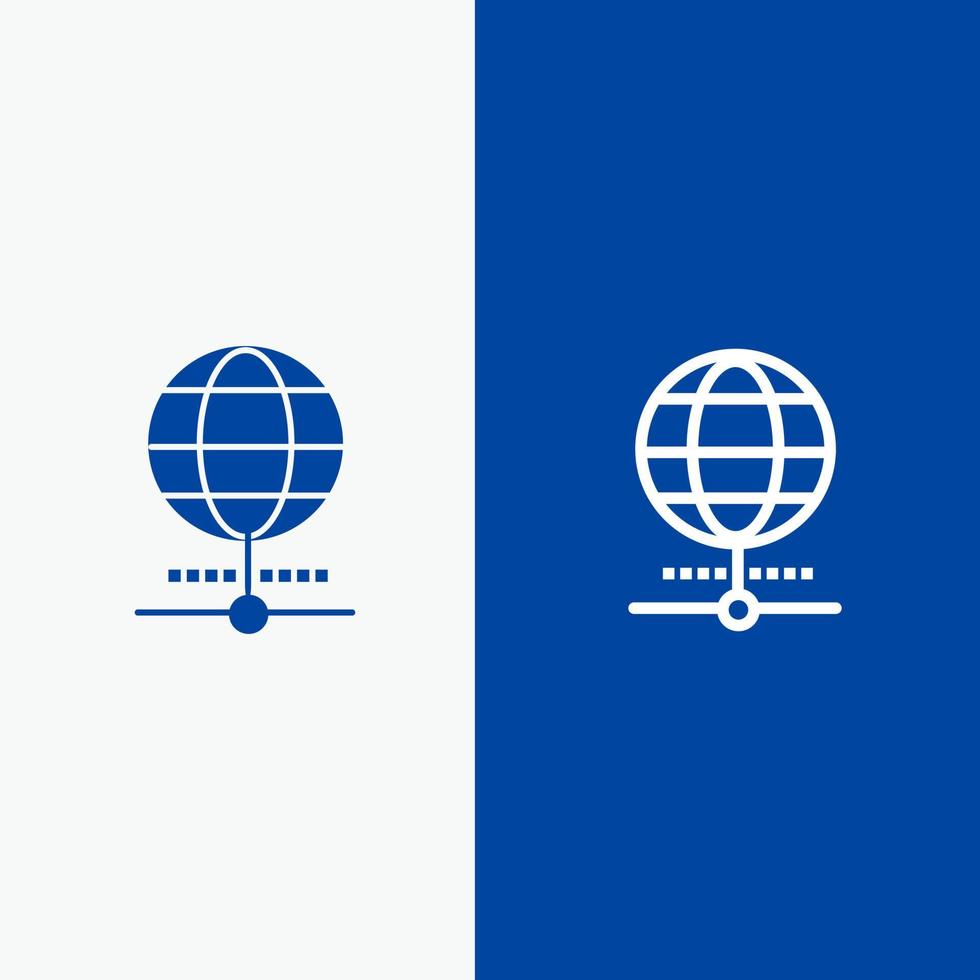 Globe Internet Browser World Line and Glyph Solid icon Blue banner vector