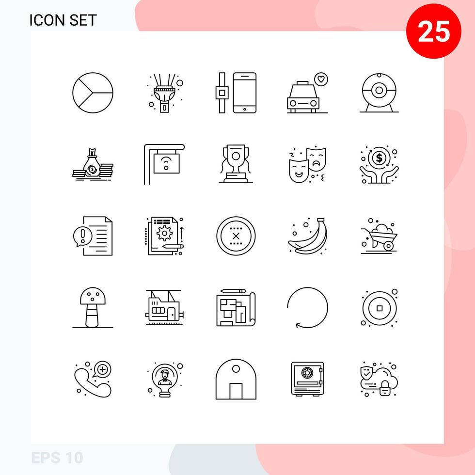 25 Creative Icons Modern Signs and Symbols of accumulation camera connect cam love Editable Vector Design Elements