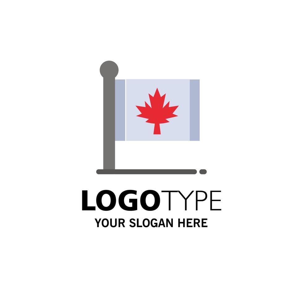 bandera otoño canadá hoja arce empresa logotipo plantilla color plano vector