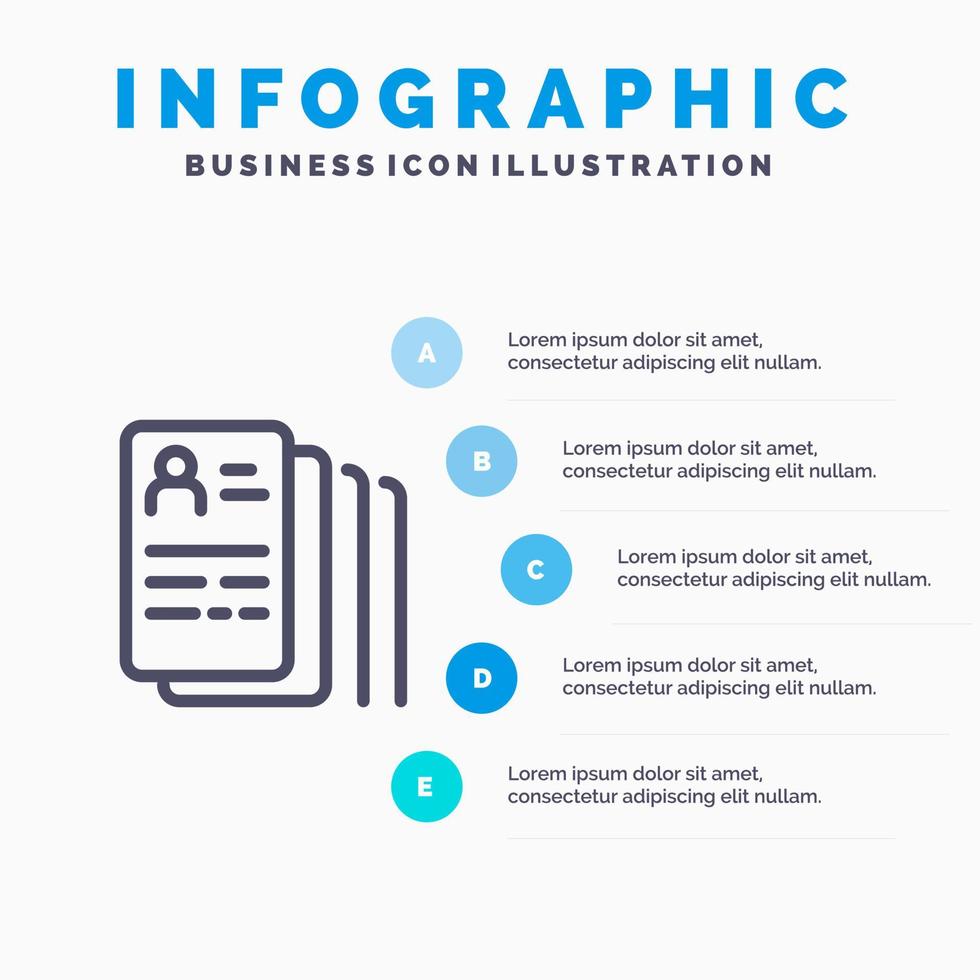 Document Find Job Search Line icon with 5 steps presentation infographics Background vector