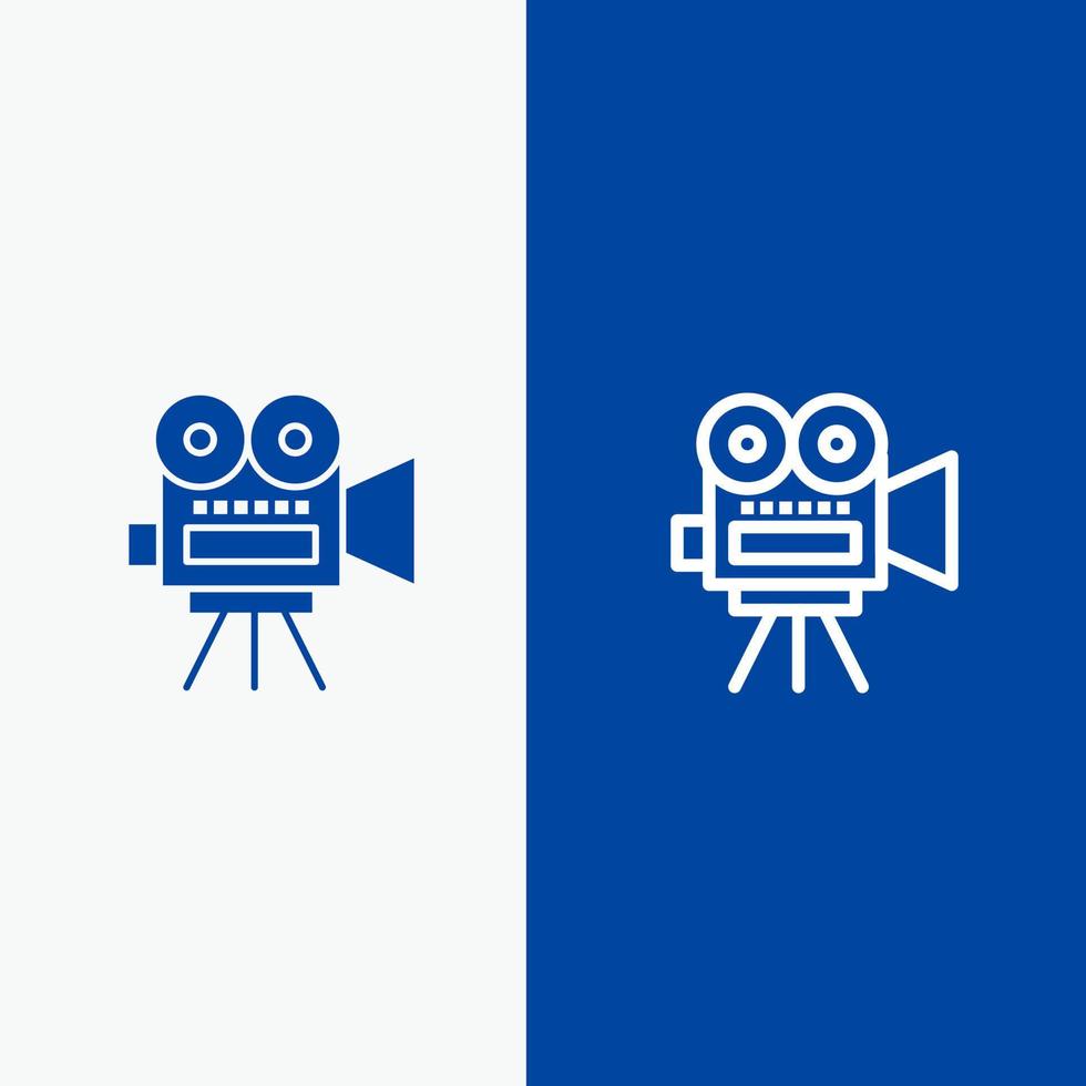 Camera Movie Film Education Line and Glyph Solid icon Blue banner vector