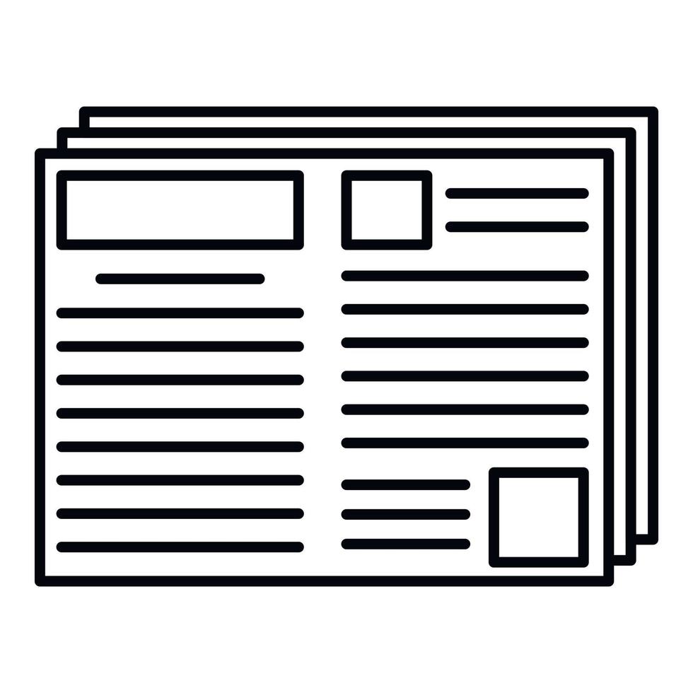 Newspaper icon, outline style vector