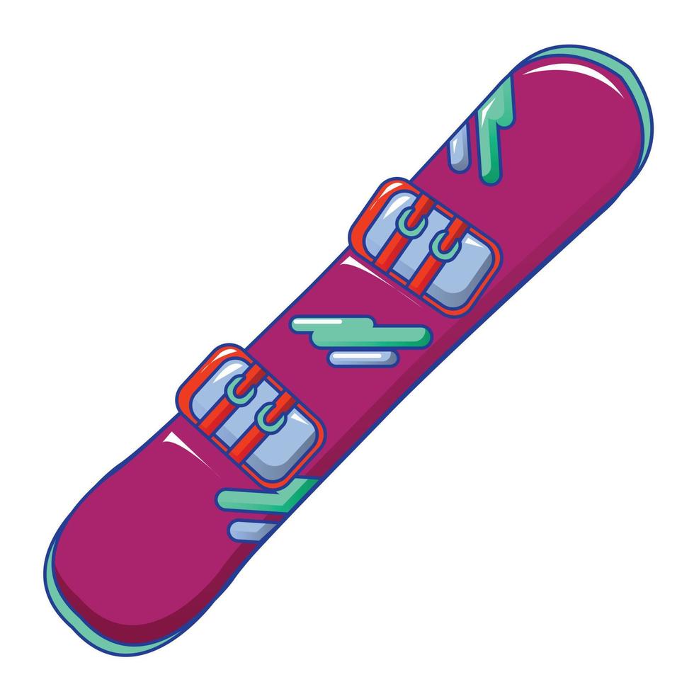 icono de tabla de snowboard, estilo de dibujos animados vector