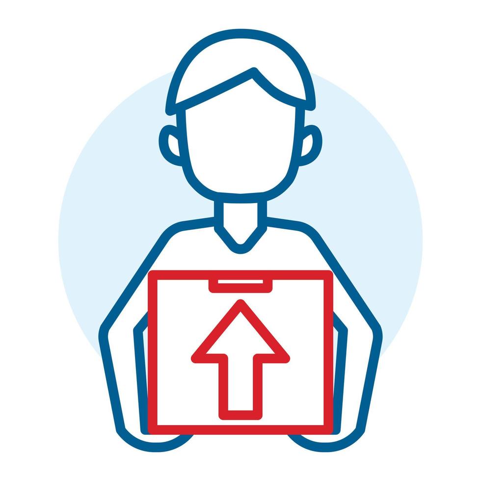 Man delivery box icon, outline style vector