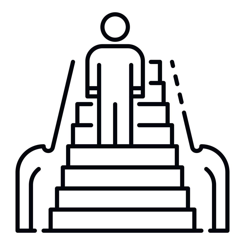 icono de escalera mecánica de hombre delantero, estilo de esquema vector