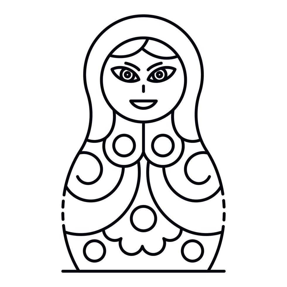 icono de muñeca de anidación tradicional, estilo de esquema vector