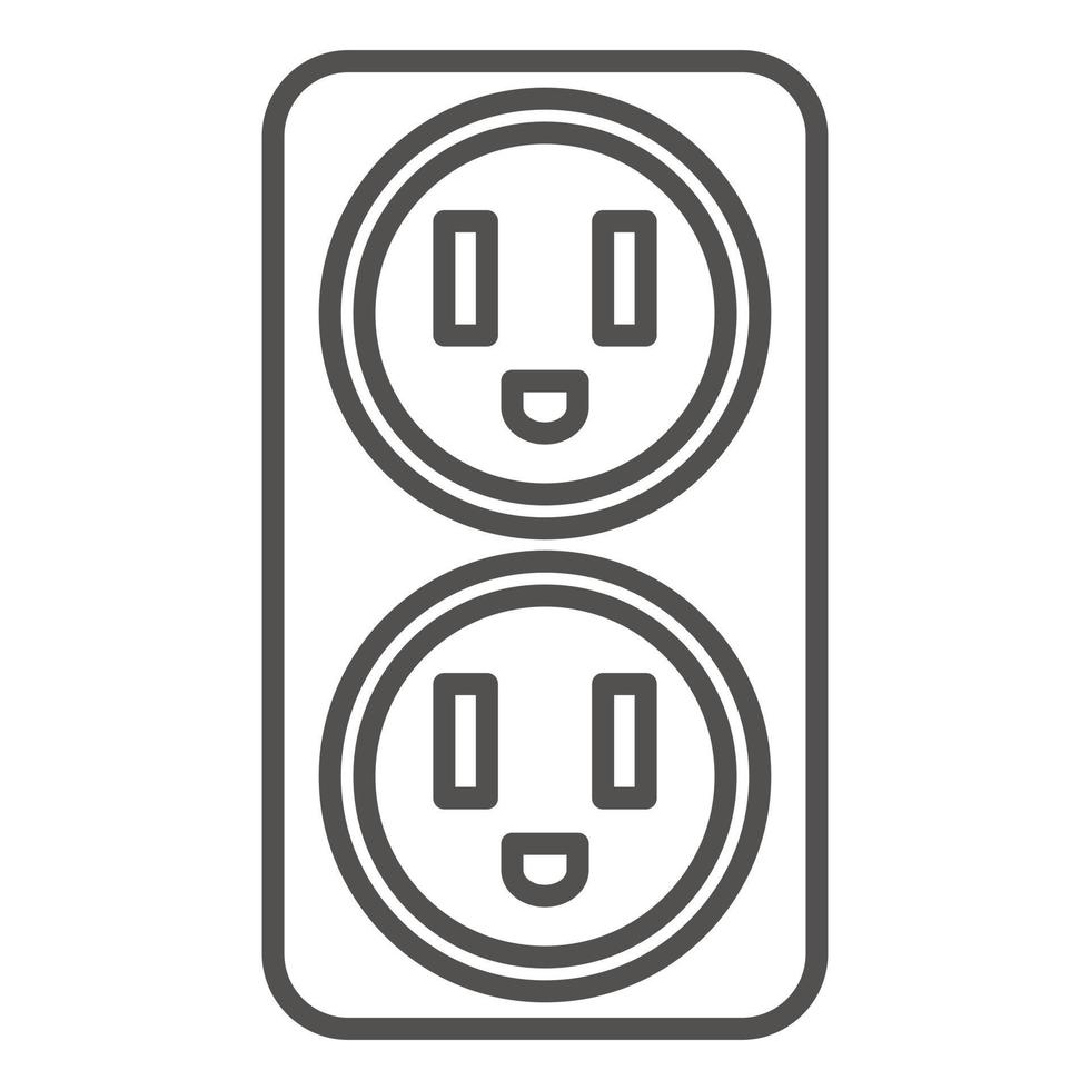 icono de toma eléctrica doble, estilo de contorno vector