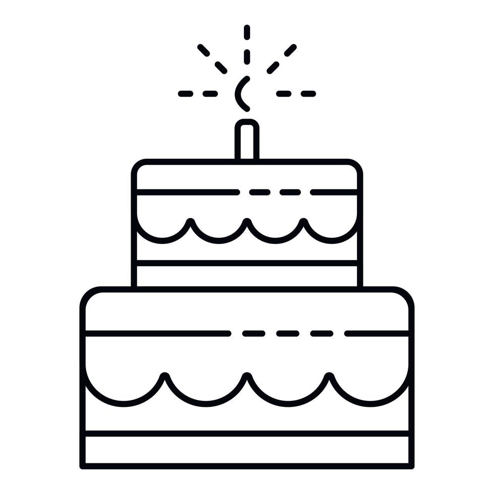 Celebration birthday cake icon, outline style vector