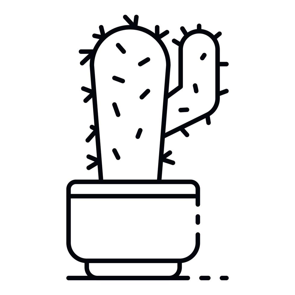 icono de planta de cactus, estilo de contorno vector