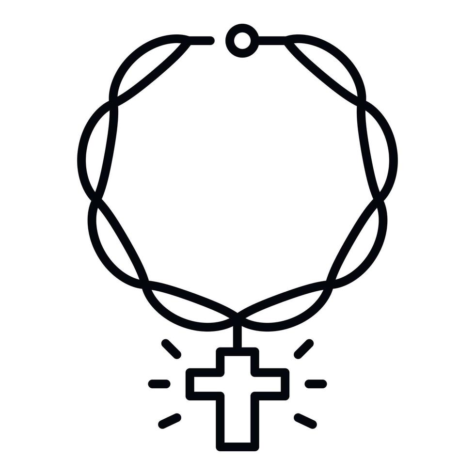 Rap chain cross icon, outline style vector