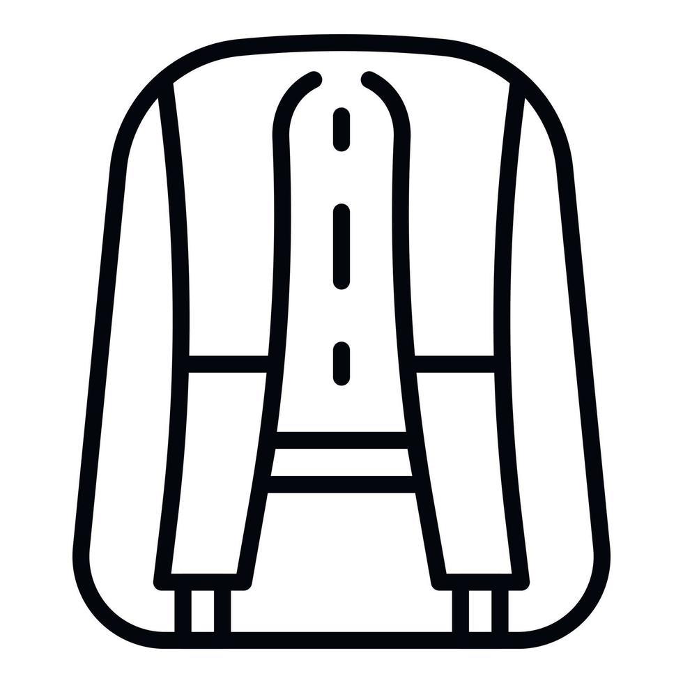 icono de la parte posterior de la mochila, estilo de esquema vector