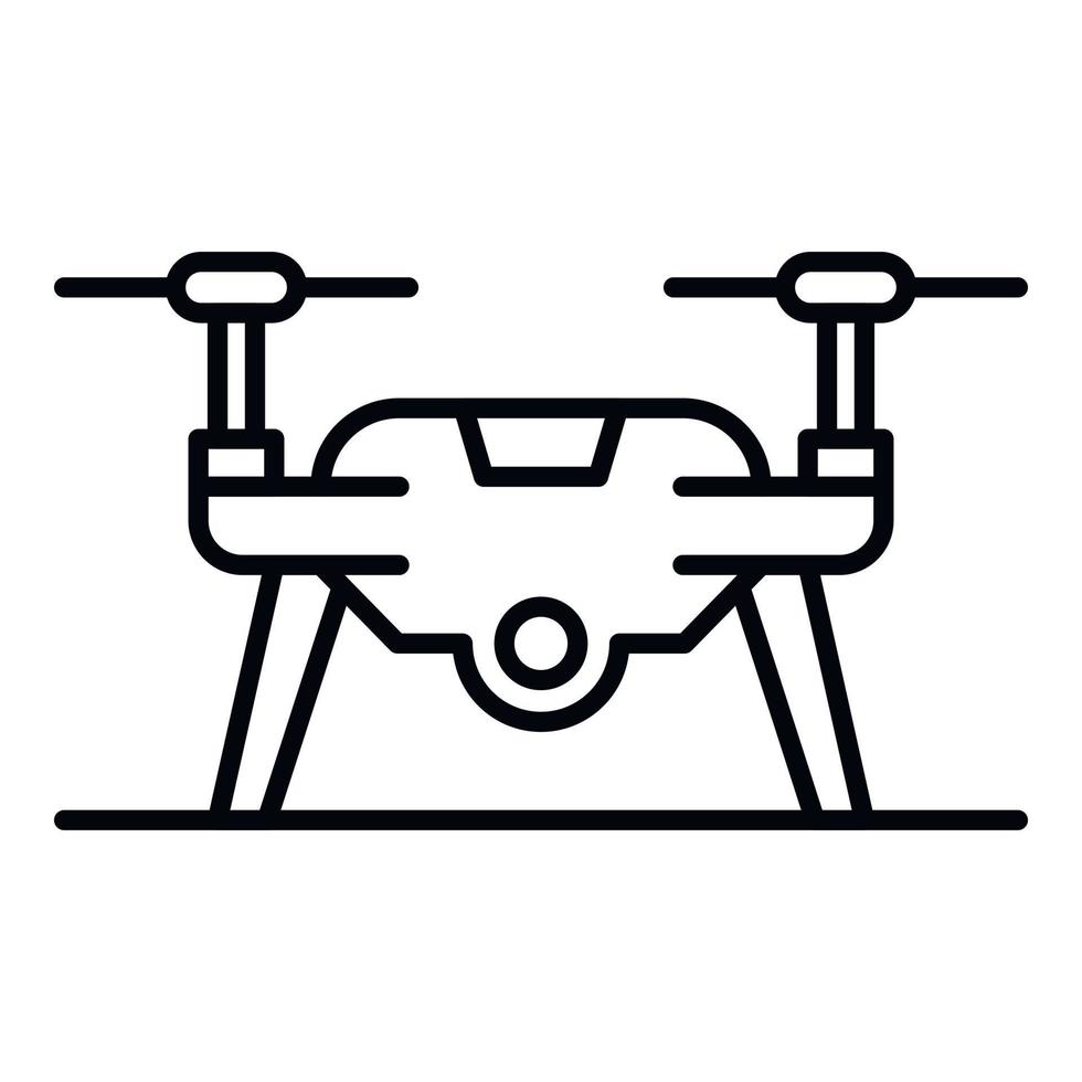 Drone on ground icon, outline style vector
