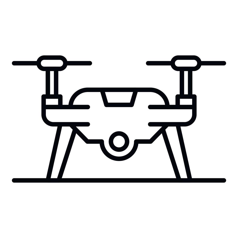 Drone on ground icon, outline style vector