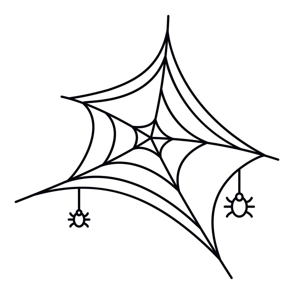 Small spider on web icon, outline style vector